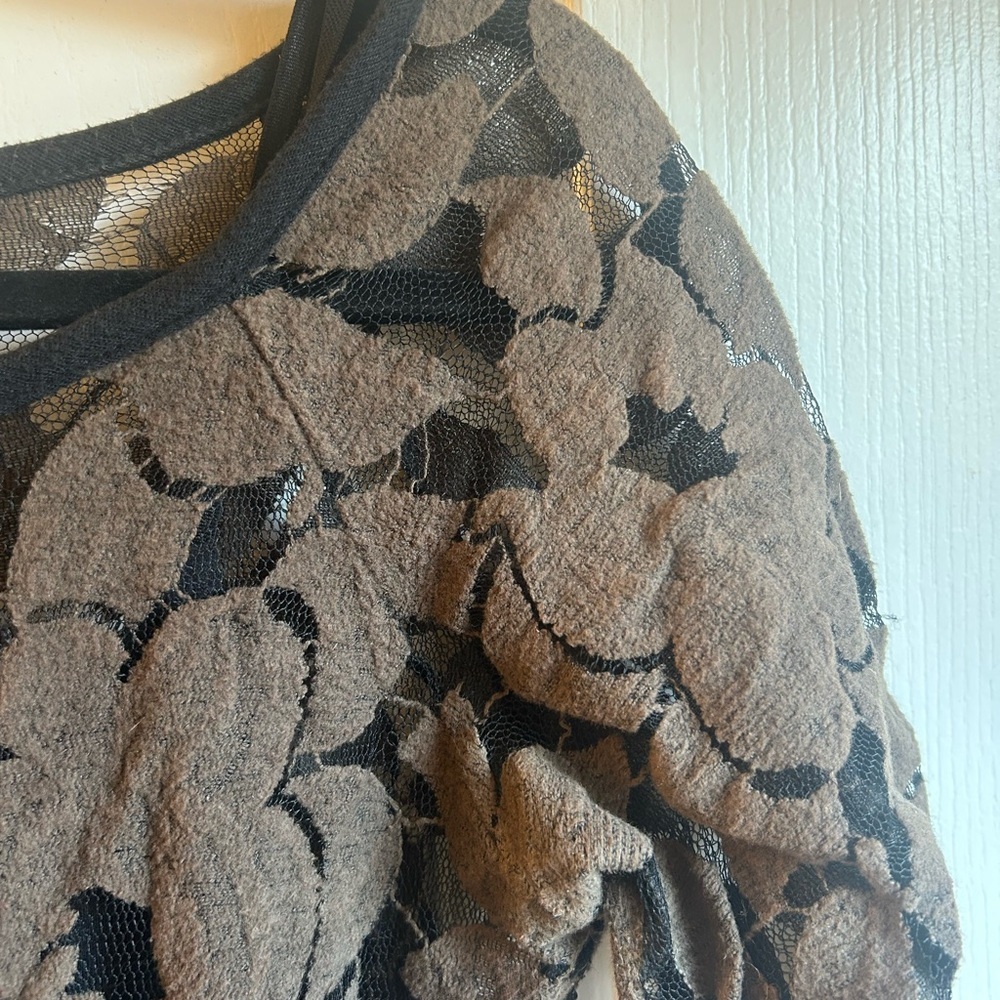 Anthropologie Brown Lace with Black Slip Mini Dress Size Small Weston Wear - Picture 5 of 8